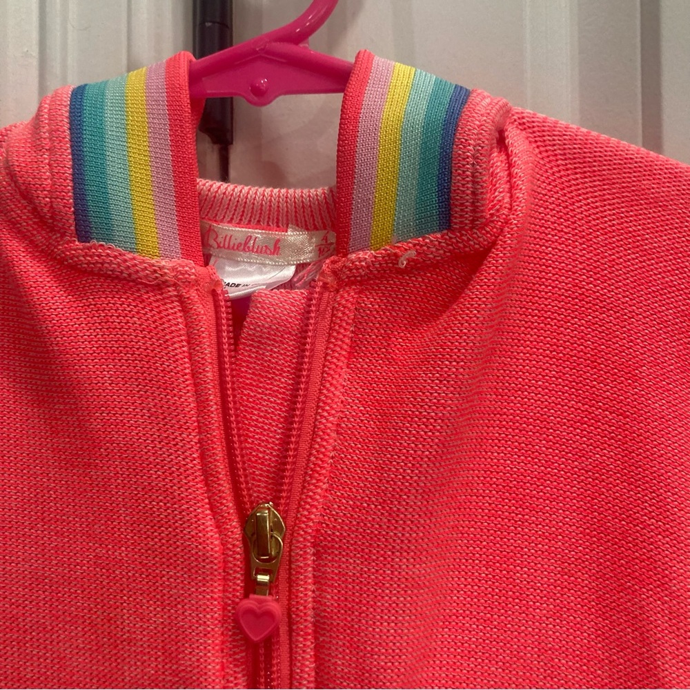 Billieblush girls neon colored light weight hooded zip up jacket in size 4 VGUC - Picture 3 of 8